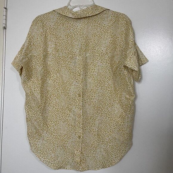 Vilagallo Back Button Short Sleeved Cotton Leopard Print Blouse Size 38/ Small - Picture 6 of 7